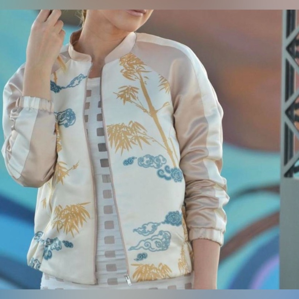 Zara Silk Printed Bomber Jacket - Picture 2 of 10